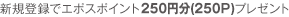 �V�K�o�^�ŃG�|�X�|�C���g250�~���i50P�j�v���[���g