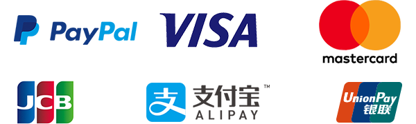 PayPal VISA  MasterCard JCB ALIPAY UnionPay