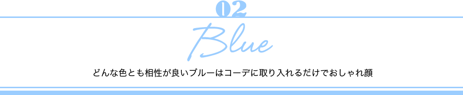 02 Blue ǂȐFƂǂu[̓R[fɎ邾ł