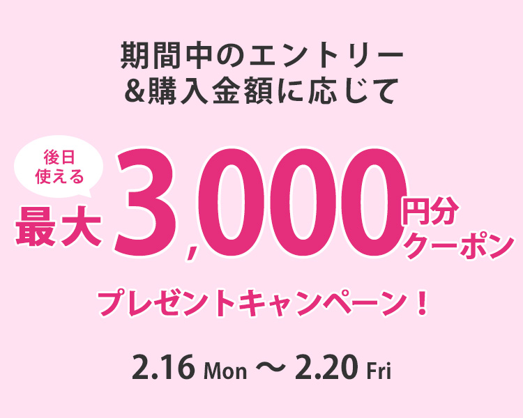 購入金額に応じて最大3000円クーポンプレゼントキャンペーン