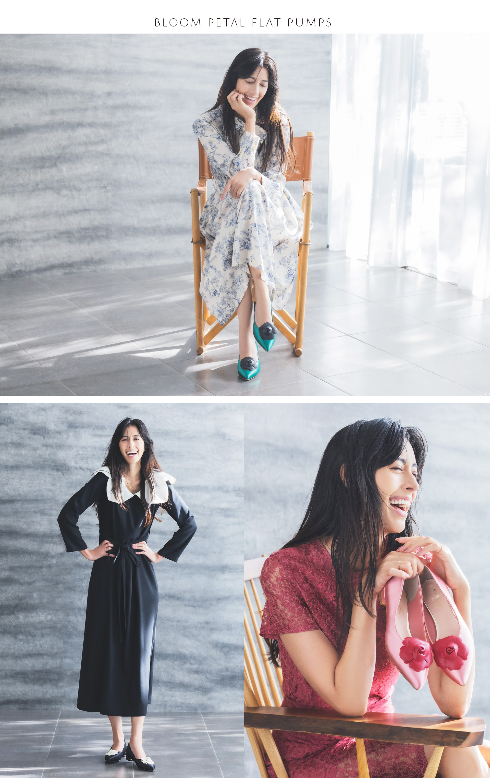 フラワーモチーフ フラットパンプス