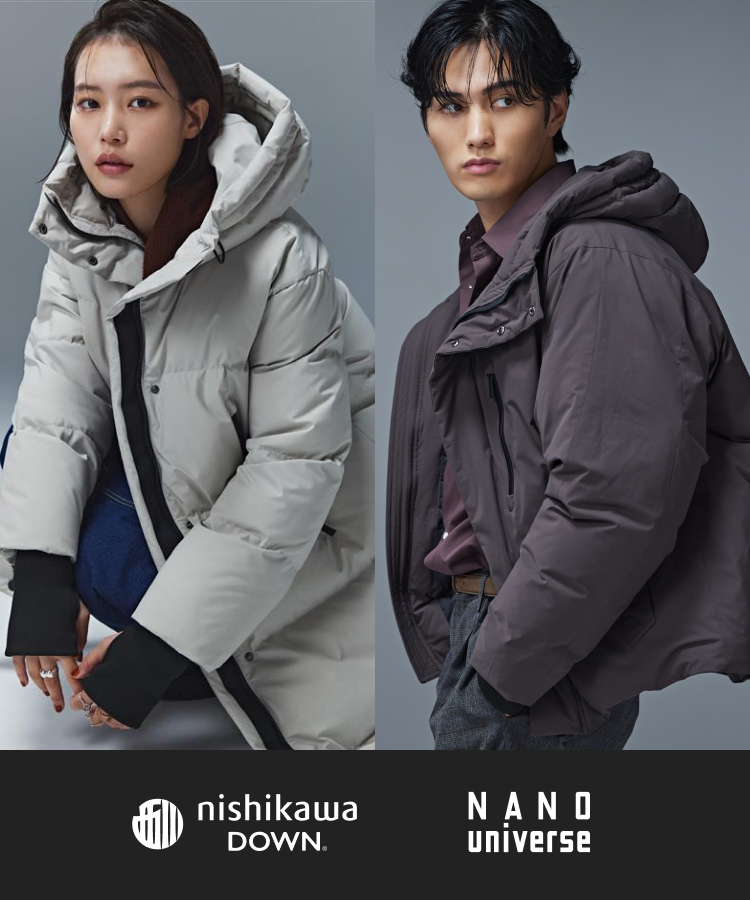 nano universe　西川ダウン　SHIELO　ノーカラーダウンジャケット nano universe 西川ダウン SHIELO ノーカラーダウンジャケット