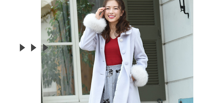 ファー付きコートのコーディネート