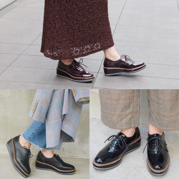厚底レースアップシューズ