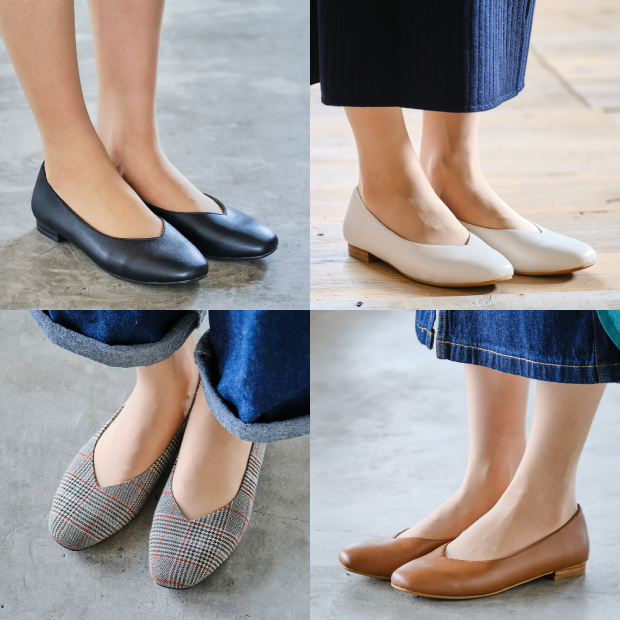 Ｖカットフラットパンプス