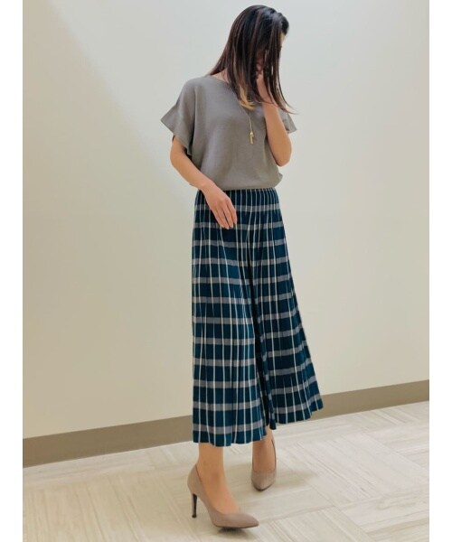 米沢織 ツイードチェック リバーシブル ゴムスカート | コムサマチュア