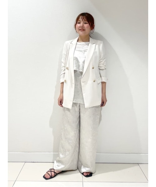 ★INDIVI★インディヴィ　パンツスーツセットアップ　シャドーストライプ　０５ 洗える／日本製／定番スーツ】トリアセテート混ストレッチ