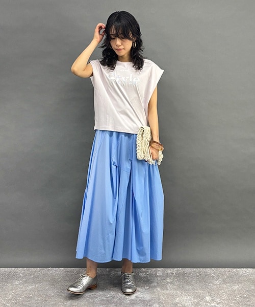 ウエストバックゴムランダム切り替えデニムフレアスカート | ニコル