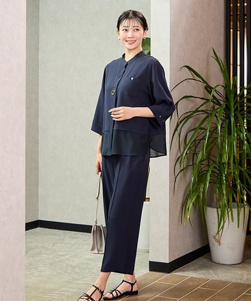 洗える・セットアップ可能・3L/4Lサイズあり】ペプラムブラウス