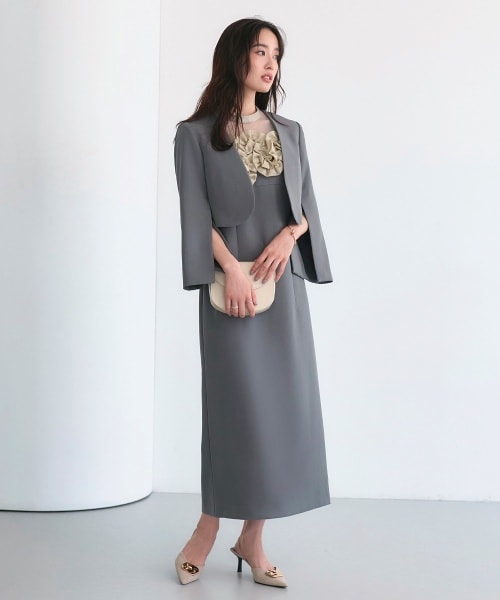 leja 花柄刺繍レースチュールパフスリーブウエストマークワンピース Leja Dress Styling】 ☑︎ 花柄刺繍レースチュールパフスリーブ