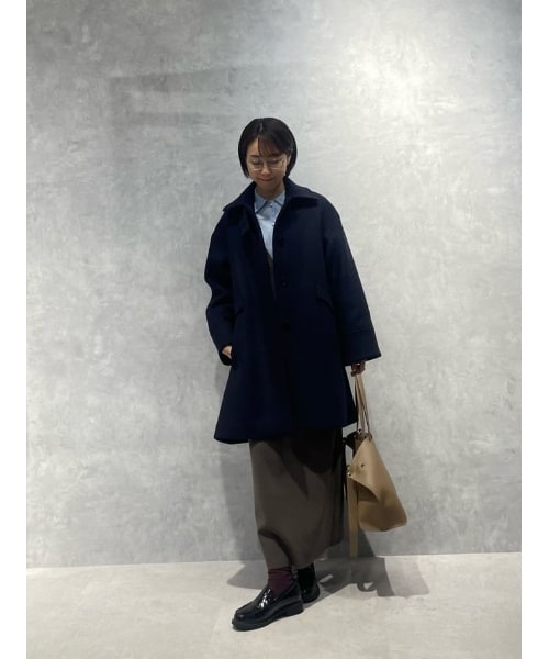 一部追加予約》SHIPS any: シャギー ノーカラー コクーン コート