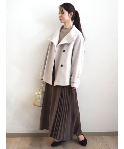 こなれSETUP/洗える】ツイード調チェックプリント シフォンスカート