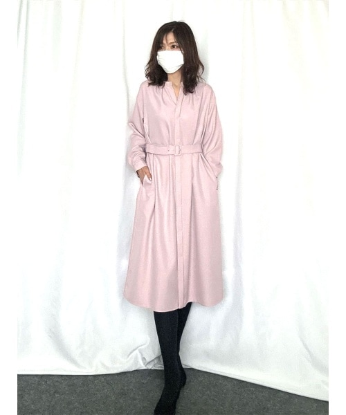 選べるサイズS-L/洗える】比翼仕立てリネンライクワンピース