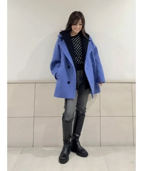 GRACE CONTINENTAL ダークブルー ケープコート サイズ36 シャギーハーフコート | グレースコンチネンタル(GRACE CONTINENTAL