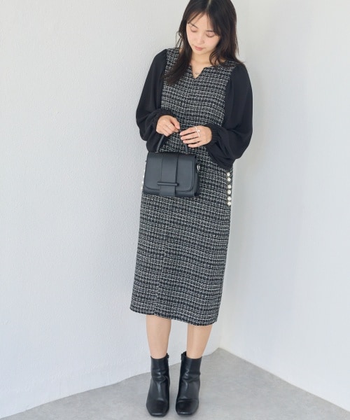 新品タグ付◆ DOORS 『UR TECH』チェック柄バルーンスリーブワンピース URBAN RESEARCH DOORS（アーバンリサーチドアーズ） ワンピース 「UR