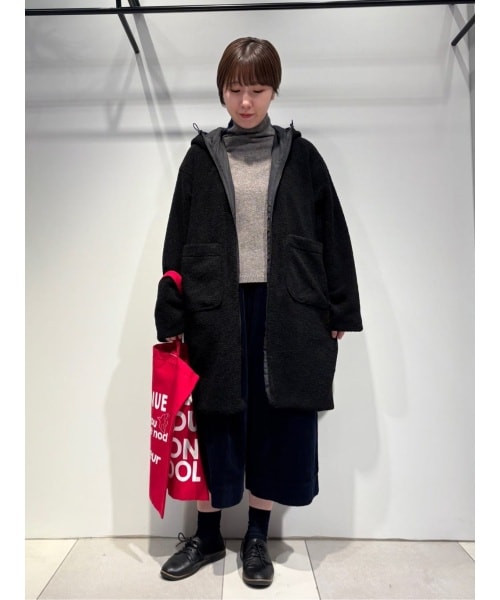 コットンリネンエルボーロゴ刺繍ノーカラージャケット