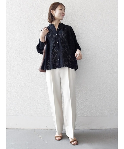 一部追加予約》SHIPS any:〈洗濯機可能〉サテン フリル カラー リボン