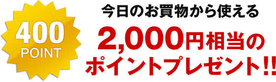 今日のお買物から使える2,000円相当のポイントプレゼント！！