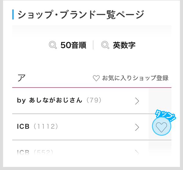 ショップ一覧ページ
